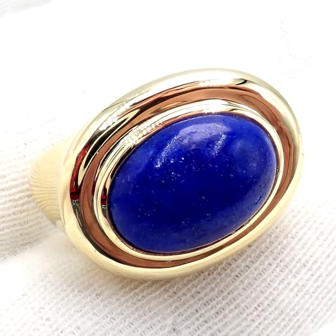 Authentic! Tiffany & Co Paloma Picasso 18k Yellow Gold Large Lapis Oval Ring - 11