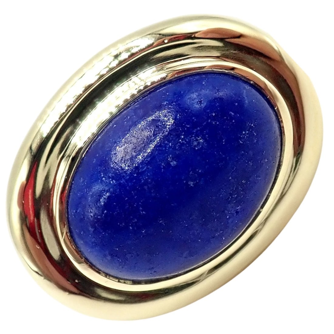 Authentic! Tiffany & Co Paloma Picasso 18k Yellow Gold Large Lapis Oval Ring - 2