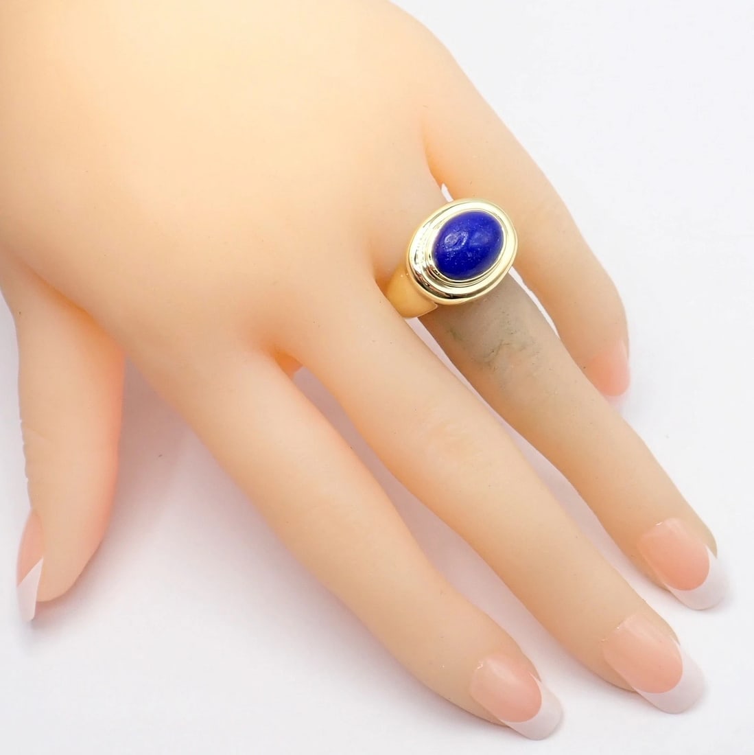 Authentic! Tiffany & Co Paloma Picasso 18k Yellow Gold Large Lapis Oval Ring - 9