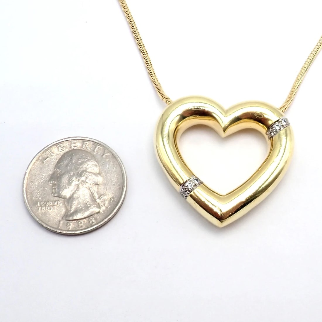Vintage Tiffany & Co Picasso 18k Yellow Gold Diamond Large Heart Necklace - 4