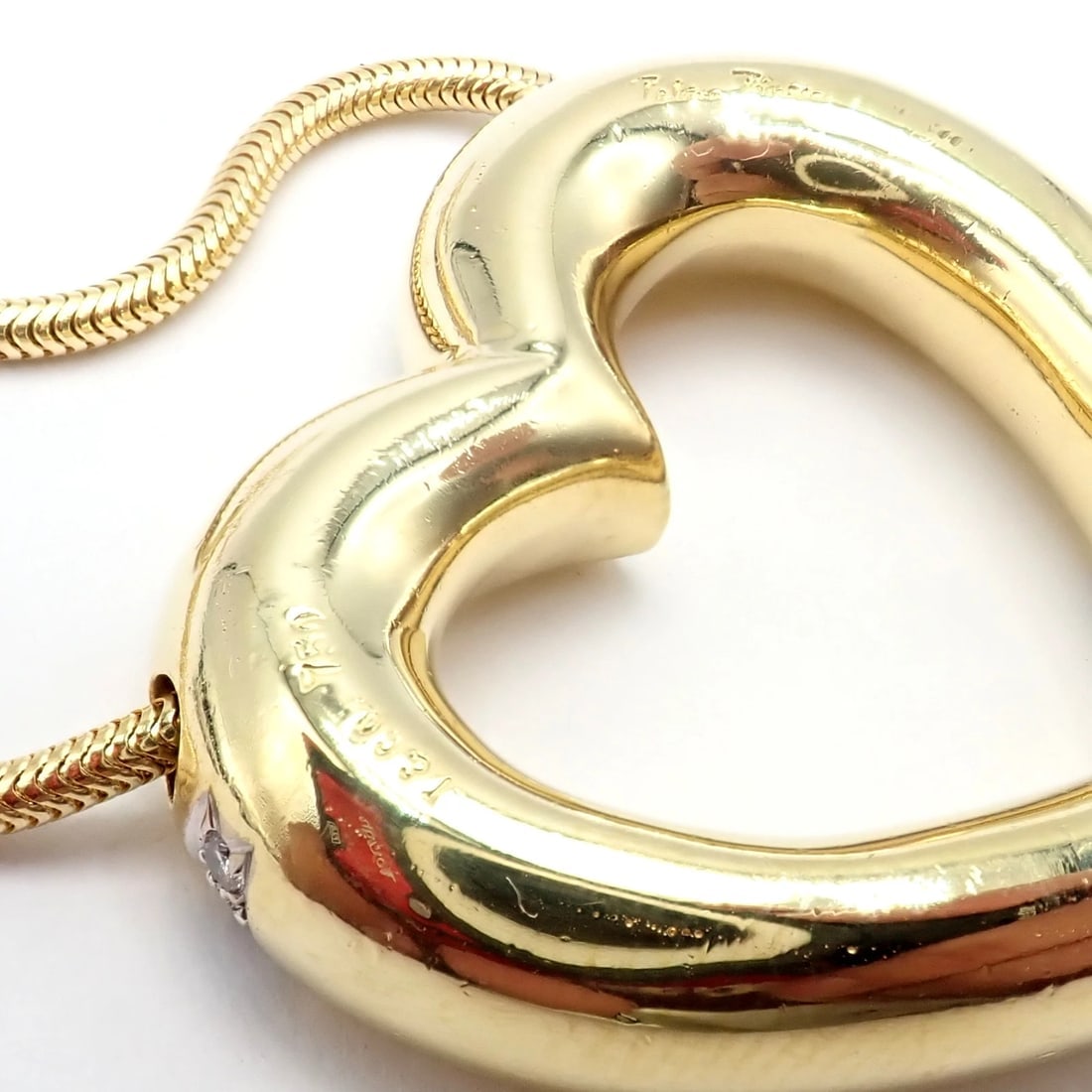 Vintage Tiffany & Co Picasso 18k Yellow Gold Diamond Large Heart Necklace - 5