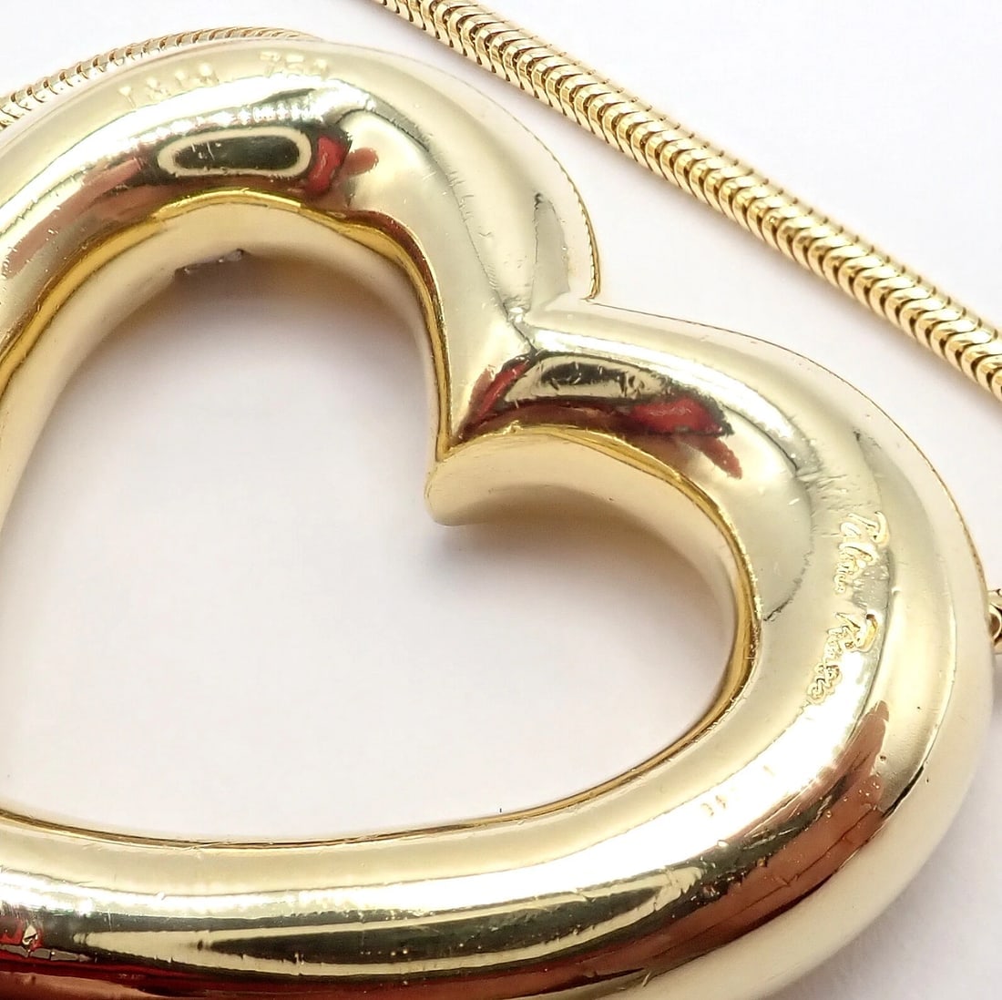 Vintage Tiffany & Co Picasso 18k Yellow Gold Diamond Large Heart Necklace - 6