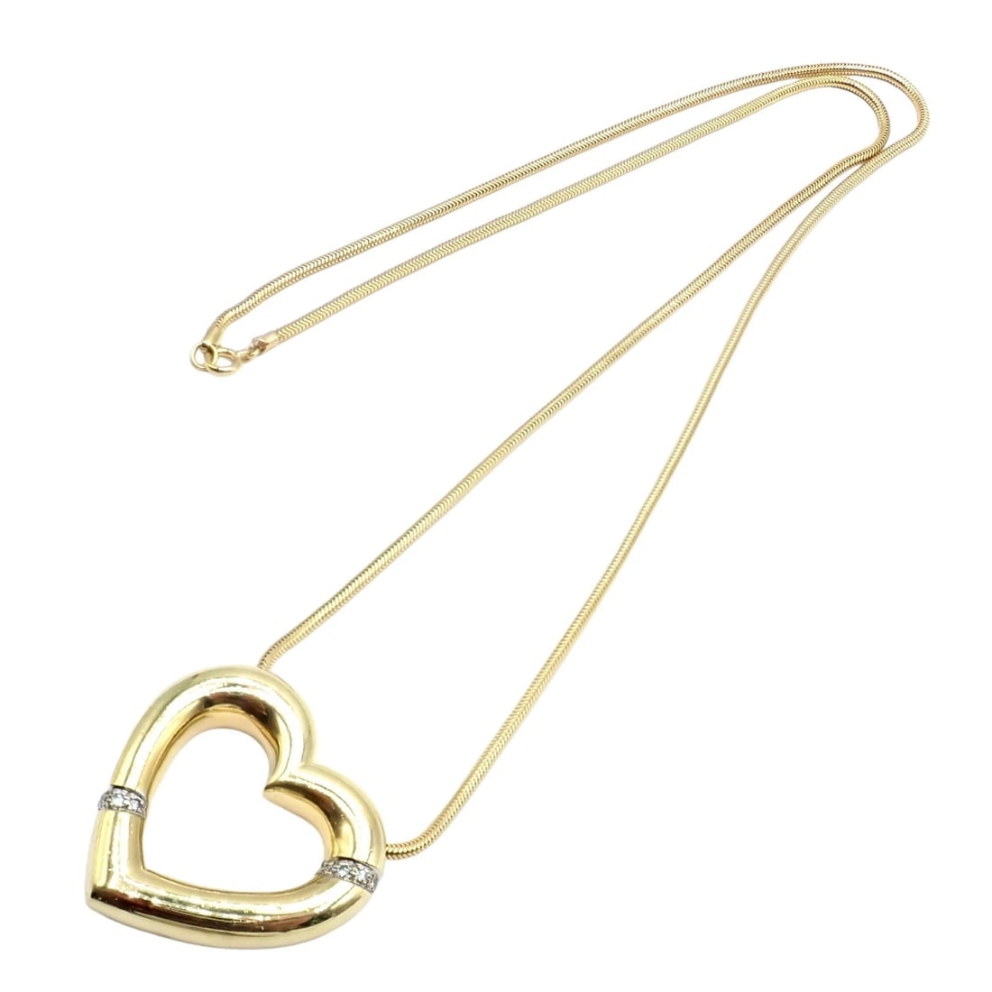 Vintage Tiffany & Co Picasso 18k Yellow Gold Diamond Large Heart Necklace - 8