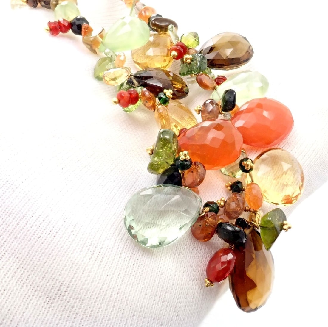 Rare Laura Gibson 22k Yellow Gold Briolette Onyx Spessartite Bead Candy Necklace - 10