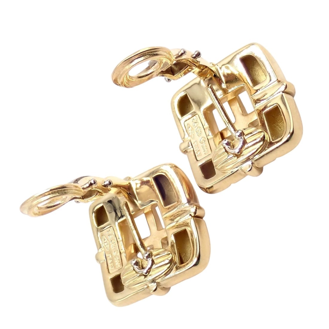 Rare! Vintage Tiffany & Co 18k Yellow Gold Square Window Biscayne Earrings 2001 - 5