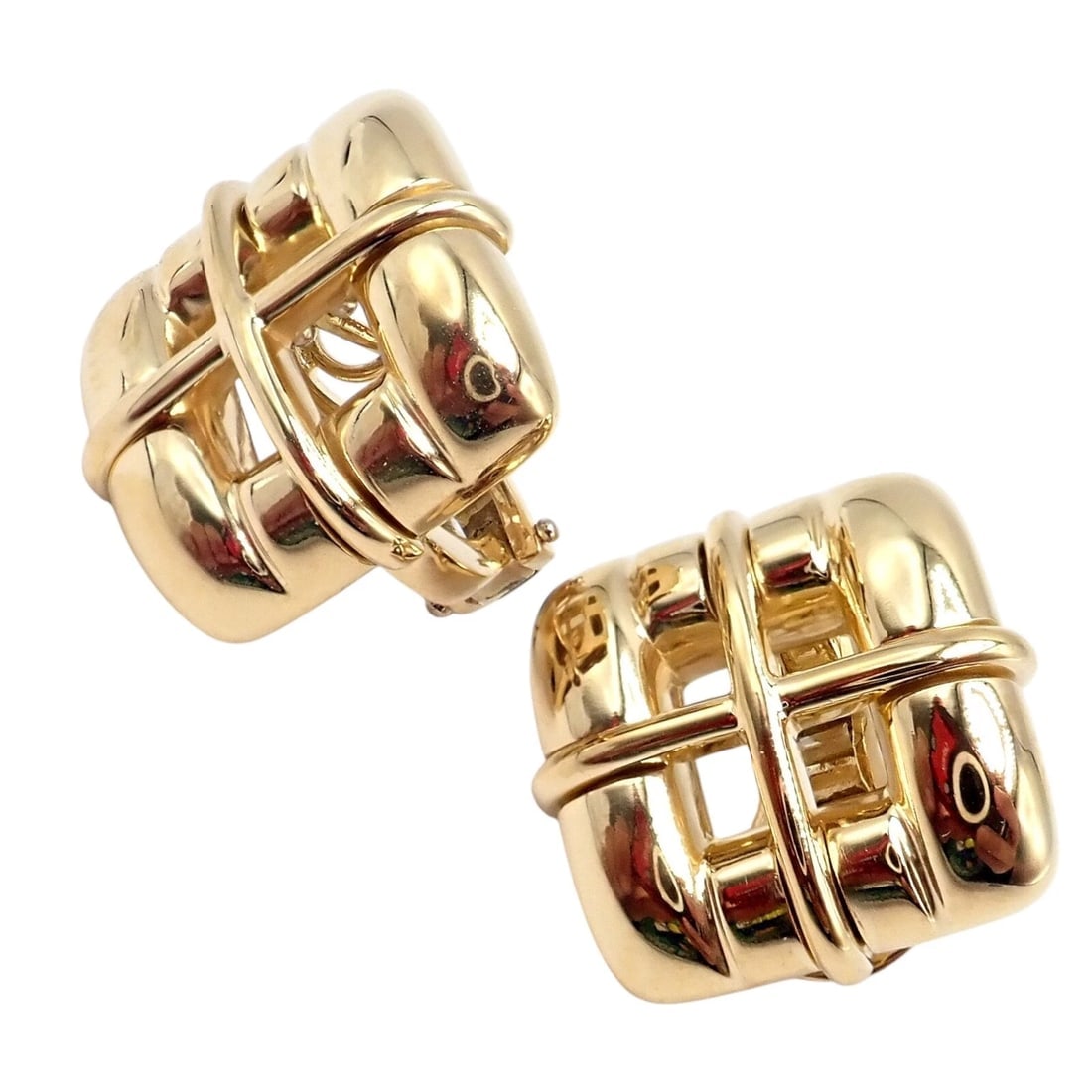Rare! Vintage Tiffany & Co 18k Yellow Gold Square Window Biscayne Earrings 2001 - 6