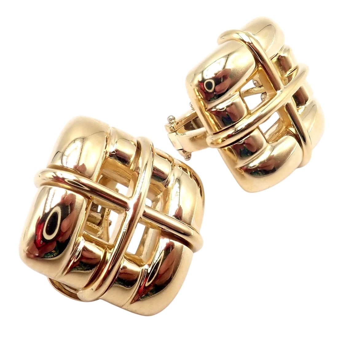 Rare! Vintage Tiffany & Co 18k Yellow Gold Square Window Biscayne Earrings 2001 - 7