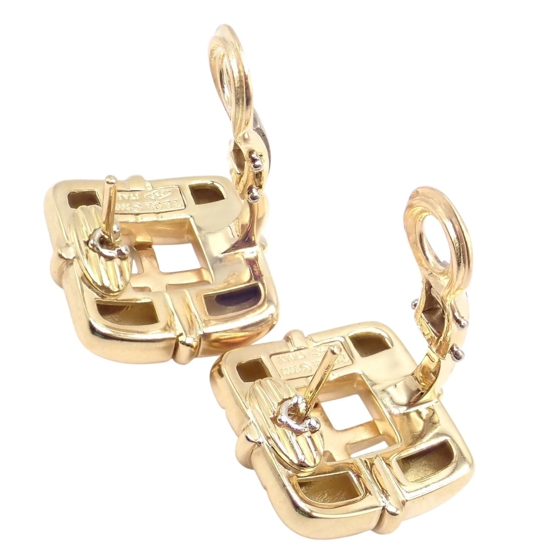 Rare! Vintage Tiffany & Co 18k Yellow Gold Square Window Biscayne Earrings 2001 - 8