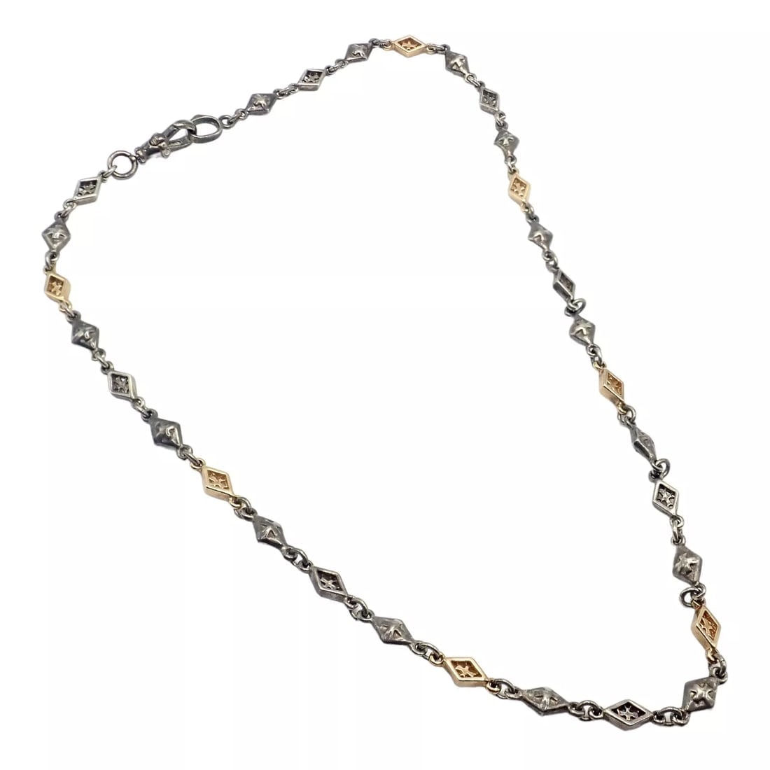 Authentic! Loree Rodkin 18k Yellow Gold + Silver 16" Chain Necklace - 3