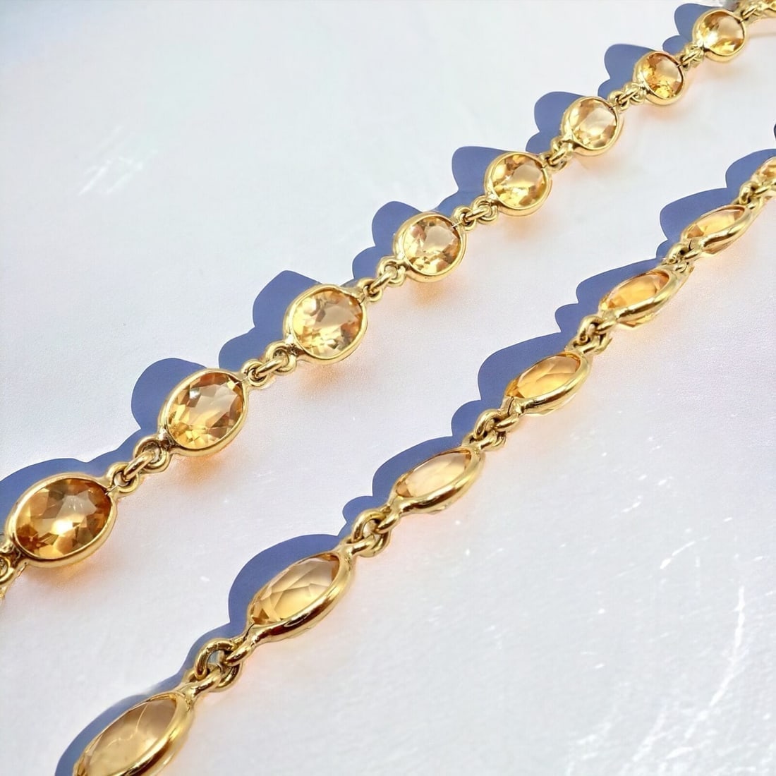 Rare! Authentic Laura Munder 18k Yellow Gold Citrine Long 24" Necklace - 2
