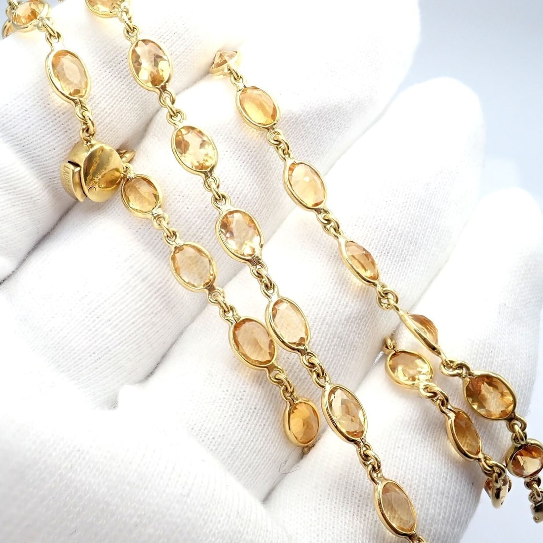 Rare! Authentic Laura Munder 18k Yellow Gold Citrine Long 24" Necklace - 3
