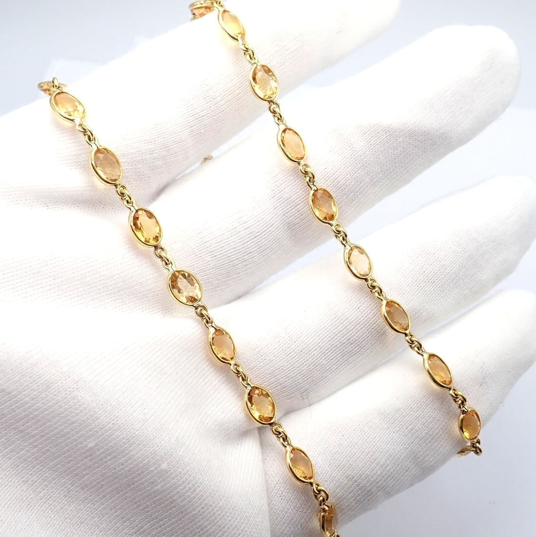 Rare! Authentic Laura Munder 18k Yellow Gold Citrine Long 24" Necklace - 4