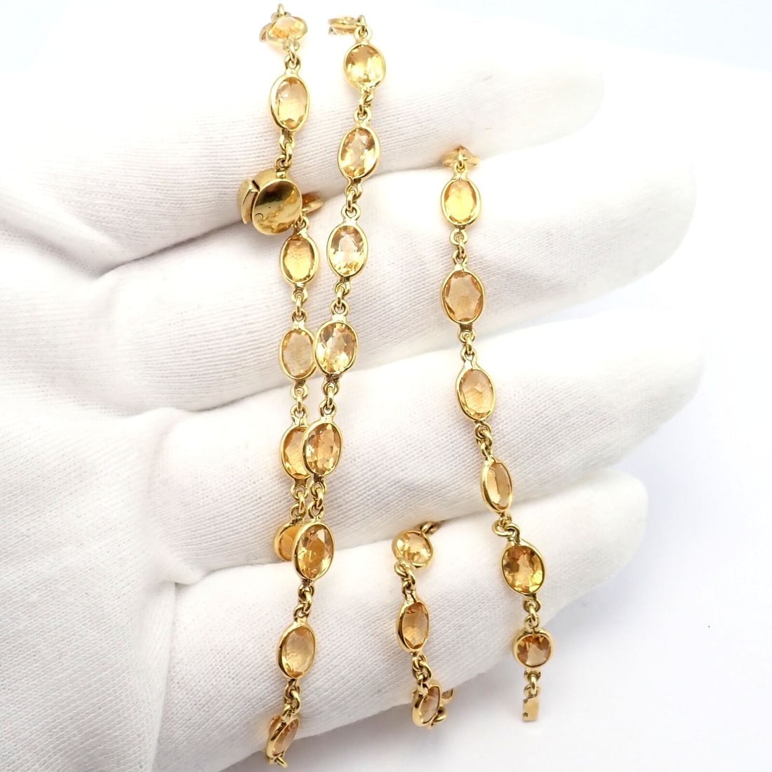 Rare! Authentic Laura Munder 18k Yellow Gold Citrine Long 24" Necklace - 5
