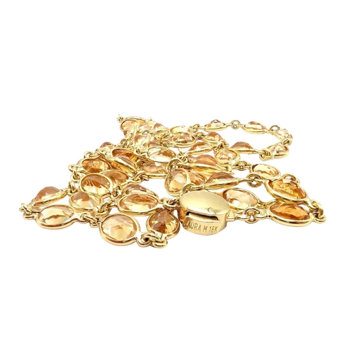 Rare! Authentic Laura Munder 18k Yellow Gold Citrine Long 24" Necklace - 7