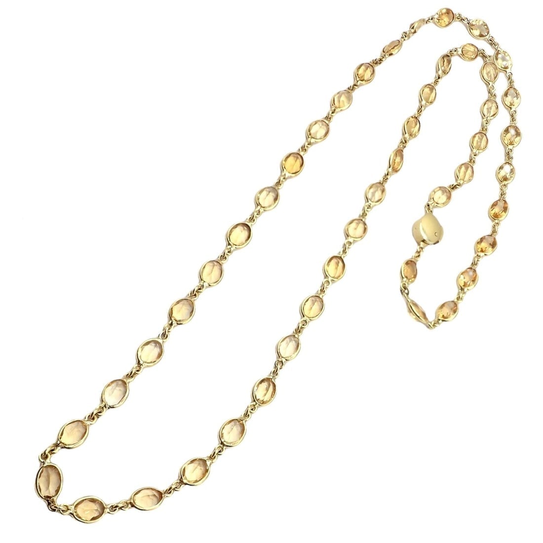 Rare! Authentic Laura Munder 18k Yellow Gold Citrine Long 24" Necklace - 9
