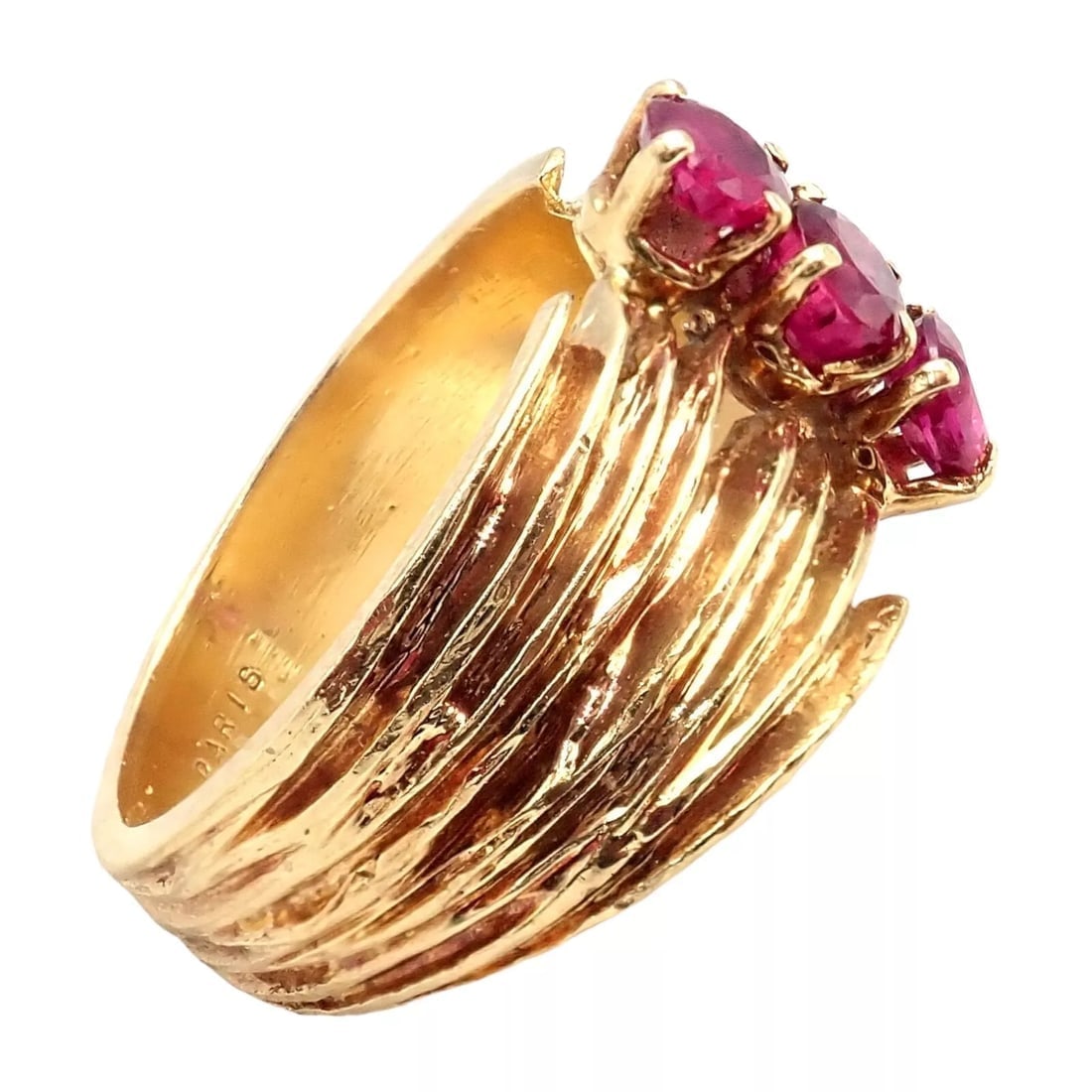 Authentic! Vintage Cartier 18k Yellow Gold Ruby Ring - 7