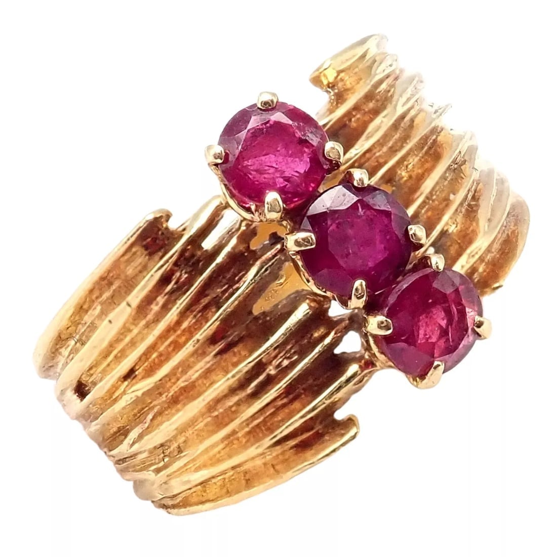 Authentic! Vintage Cartier 18k Yellow Gold Ruby Ring - 8