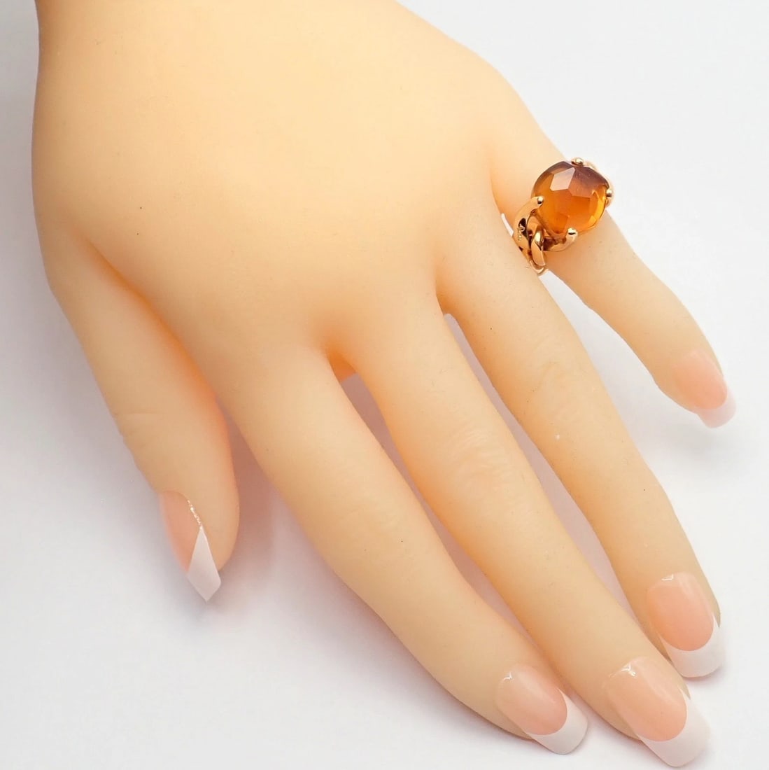 Authentic! Pomellato 18k Yellow Gold Lola Madeira Curb Link Citrine Ring Sz 5 - 7