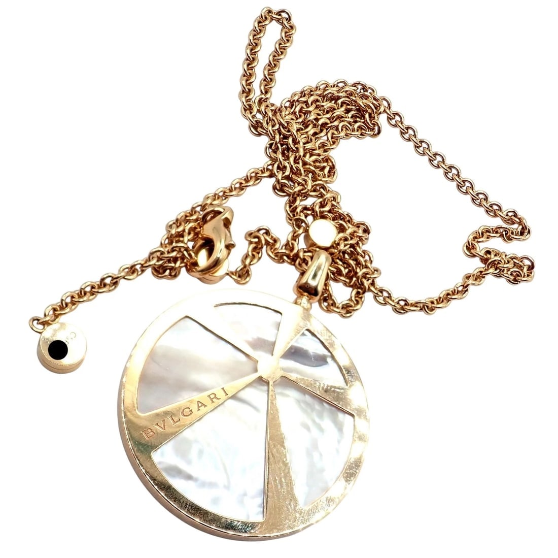 Rare! Bvlgari Bulgari Intarsio 18k Rose Gold Diamond Mother of Pearl Necklace - 8