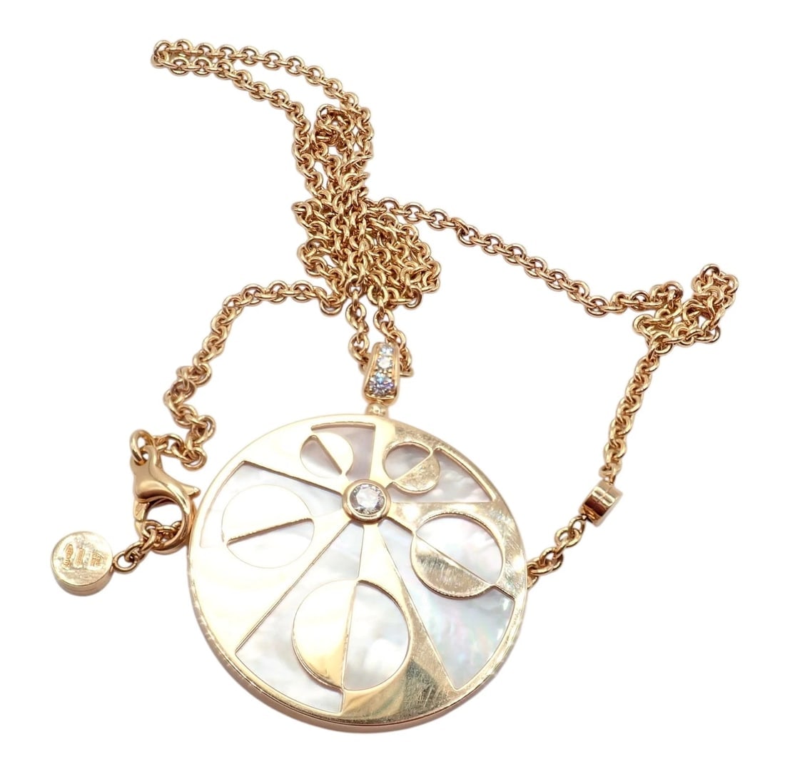 Rare! Bvlgari Bulgari Intarsio 18k Rose Gold Diamond Mother of Pearl Necklace - 9