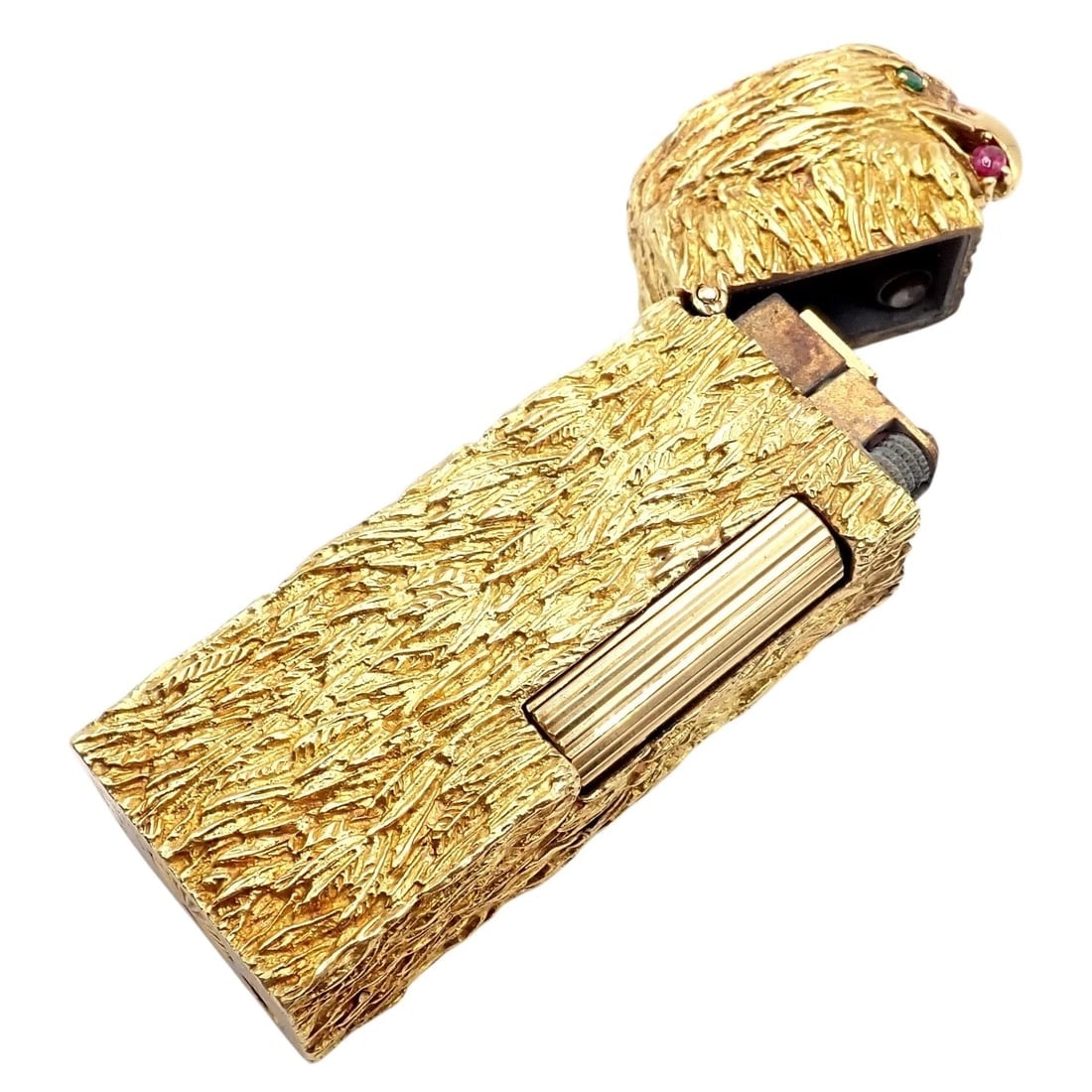 Vintage Dunhill 18k Yellow Gold Ruby Emerald Eagle Rollagas Lighter 1950's - 11
