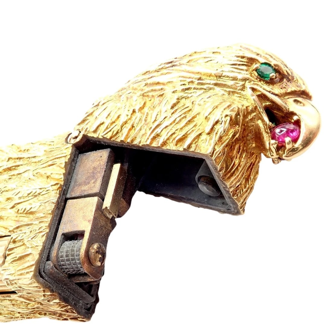 Vintage Dunhill 18k Yellow Gold Ruby Emerald Eagle Rollagas Lighter 1950's - 4
