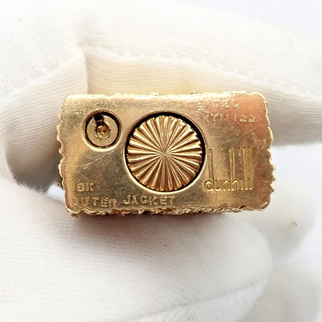 Vintage Dunhill 18k Yellow Gold Ruby Emerald Eagle Rollagas Lighter 1950's - 9
