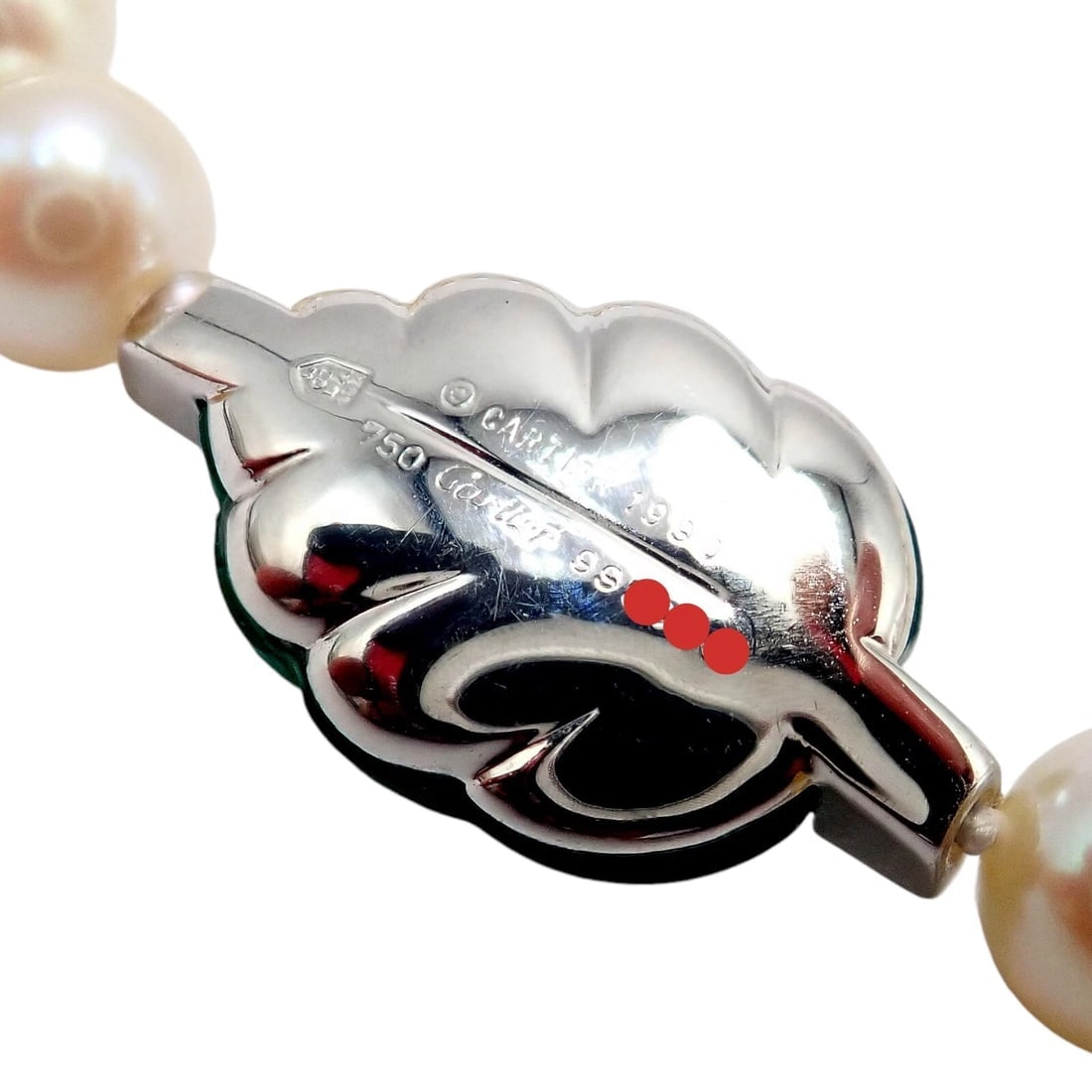 Authentic! Cartier 18k White Gold 7mm Pearl Diamond Chalcedony Patiala Bracelet - 5
