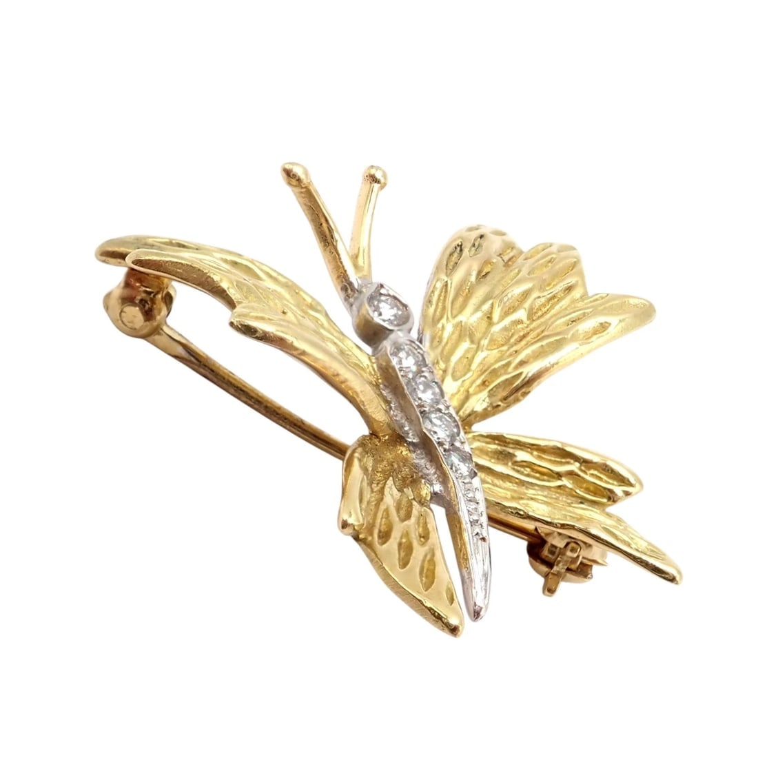 Authentic! Tiffany & Co 18k Yellow White Gold Butterfly Diamond Pin Brooch - 11