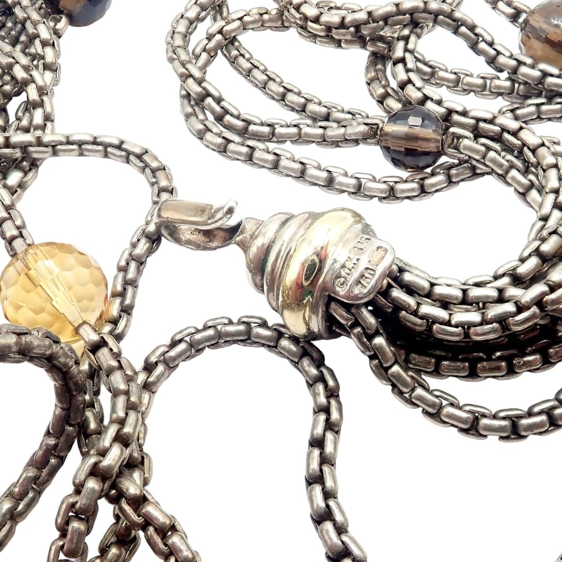 David Yurman DY 18k Yellow Gold Sterling Silver 8 Strand Box Chain Necklace - 2