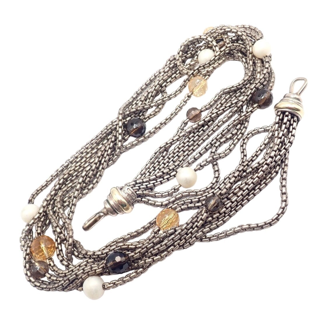 David Yurman DY 18k Yellow Gold Sterling Silver 8 Strand Box Chain Necklace - 7