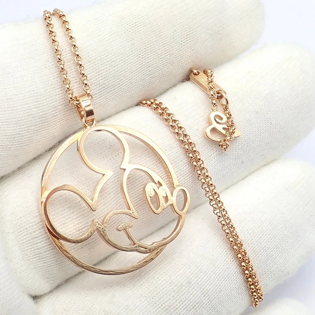 Rare! Chopard Disney World 18k Rose Gold Mickey Mouse Necklace - 8