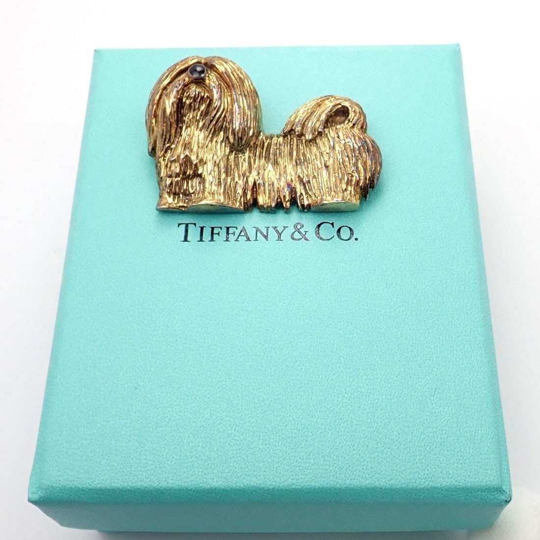 Rare! Vintage Tiffany & Co 14k Yellow Gold Enamel Dog Shih Tzu Brooch Pin 1960's (1 of 9)