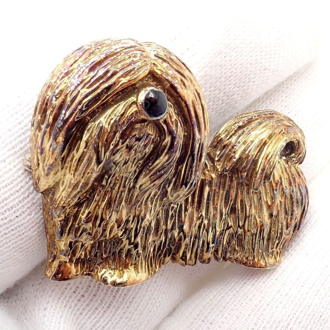 Rare! Vintage Tiffany & Co 14k Yellow Gold Enamel Dog Shih Tzu Brooch Pin 1960's - 5