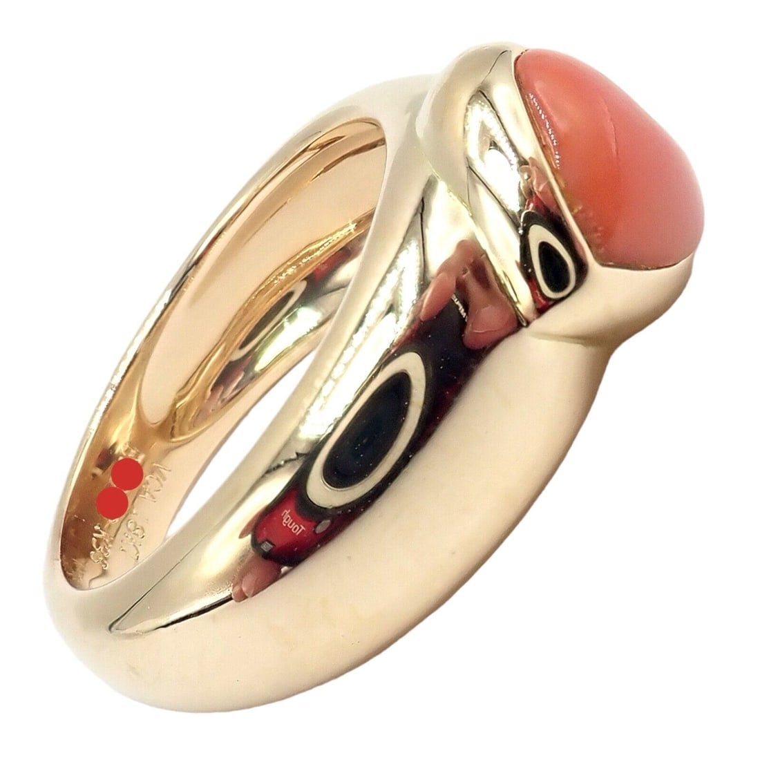 Rare! Authentic Van Cleef & Arpels 18k Yellow Gold Coral Heart Ring sz 4.5 - 5