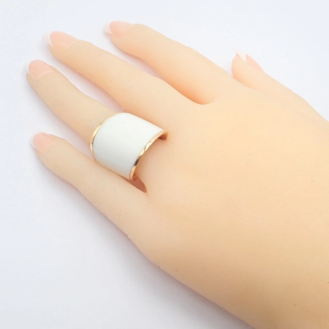 Rare! Vhernier 18k Rose Gold Vague Crossover Camuration Cacholong Ring sz 6 - 11