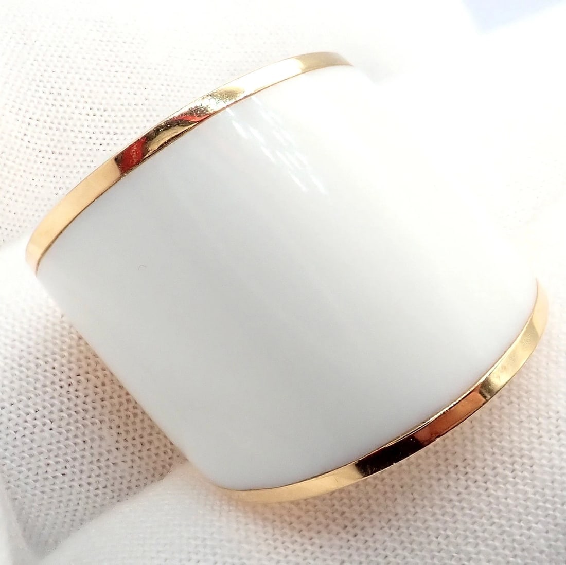 Rare! Vhernier 18k Rose Gold Vague Crossover Camuration Cacholong Ring sz 6 - 7
