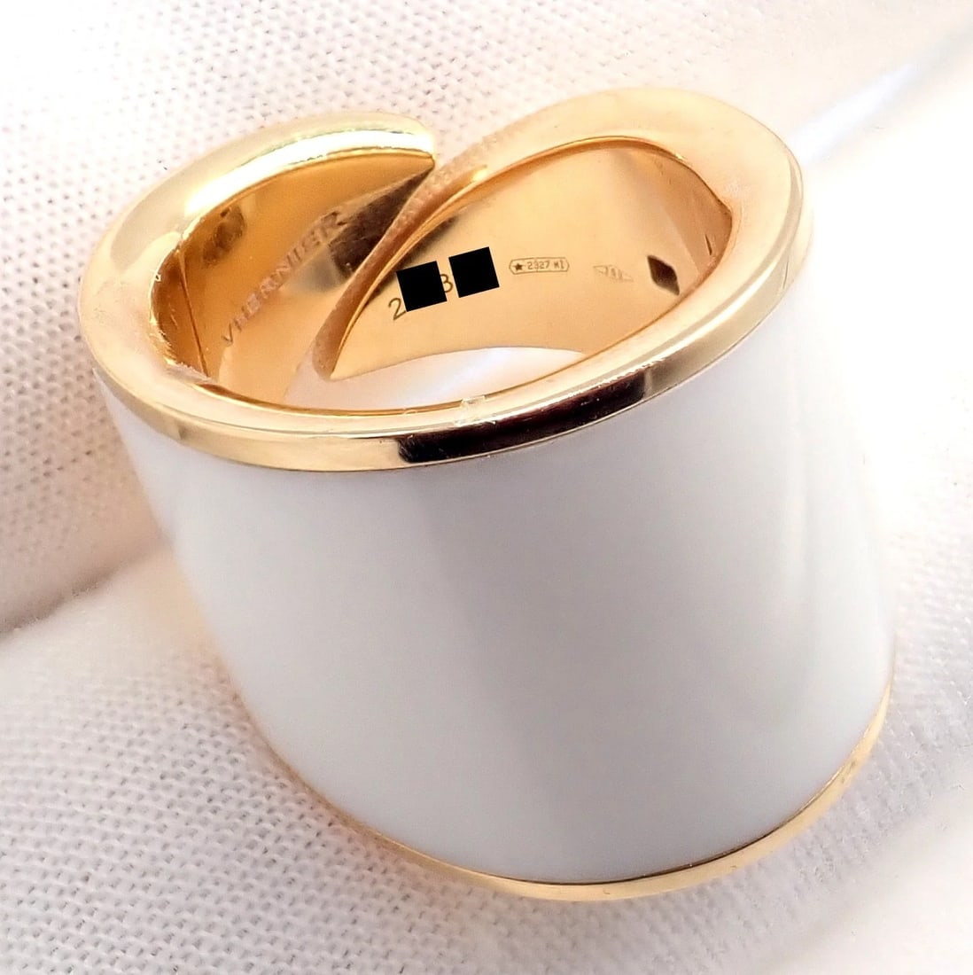 Rare! Vhernier 18k Rose Gold Vague Crossover Camuration Cacholong Ring sz 6 - 8