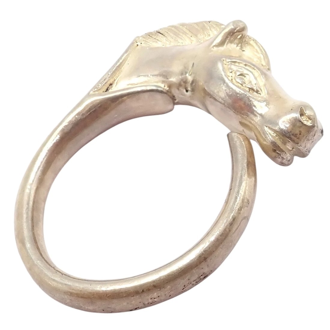 Authentic! Hermes Silver Horse Cheval Band Ring - 10