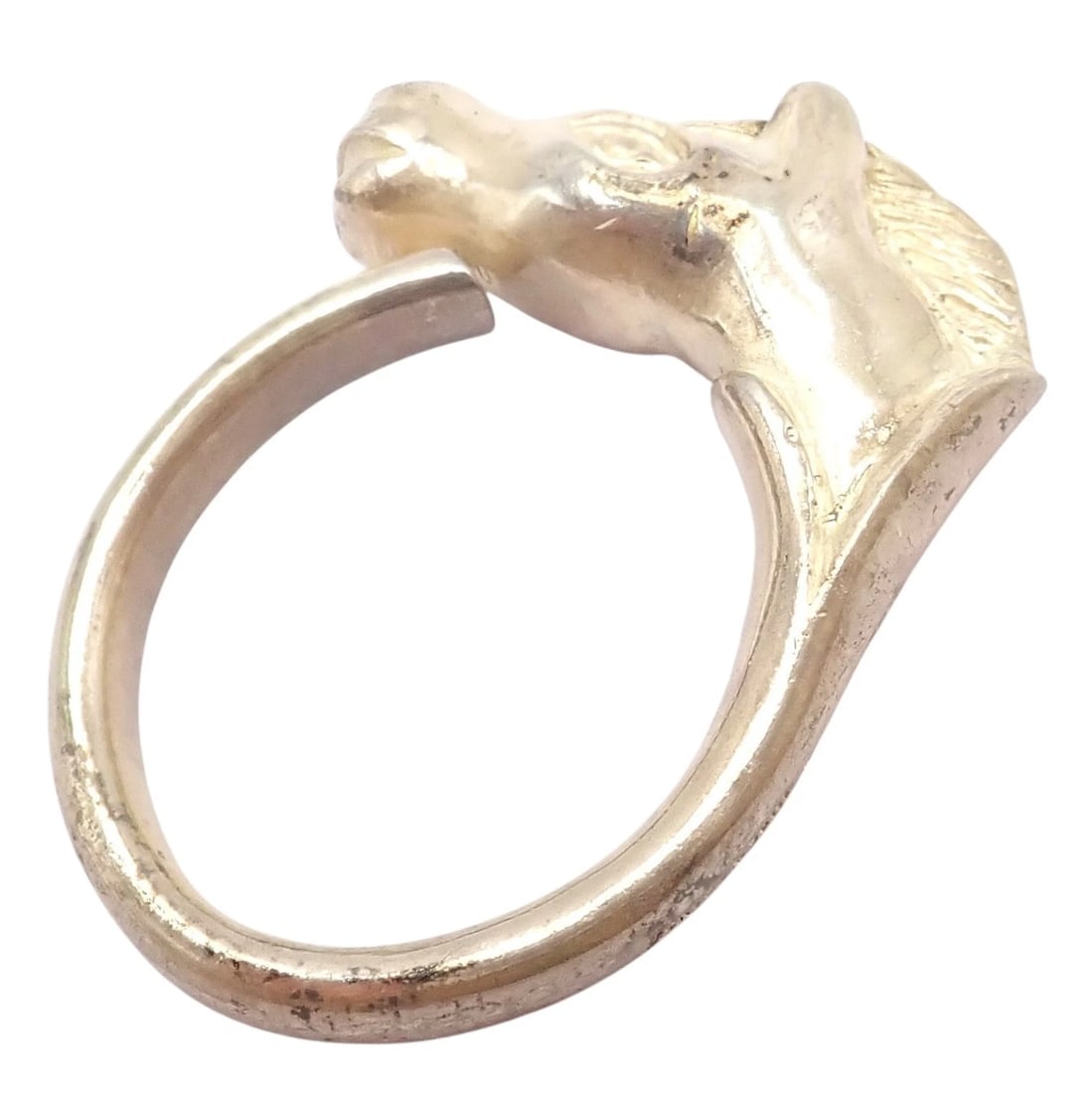 Authentic! Hermes Silver Horse Cheval Band Ring - 11