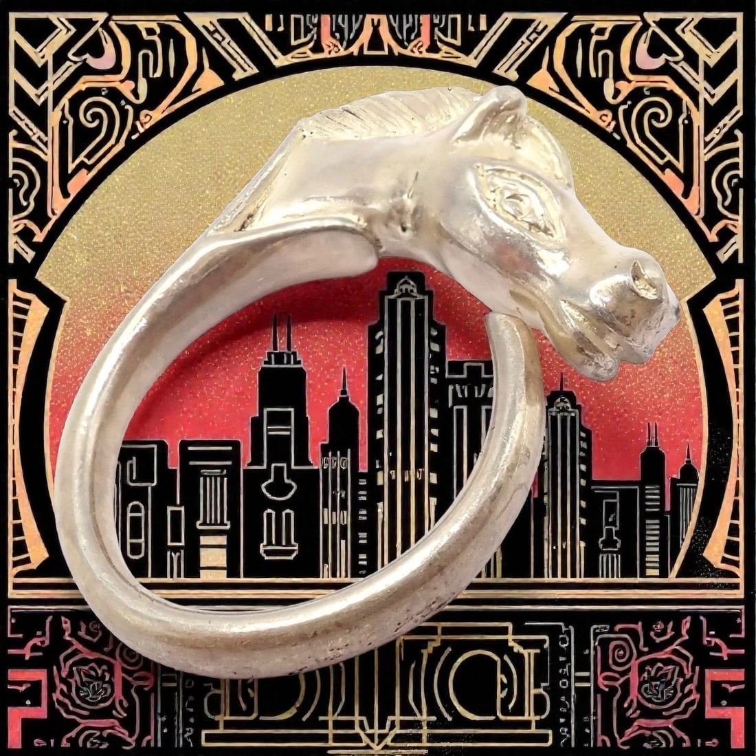 Authentic! Hermes Silver Horse Cheval Band Ring - 2