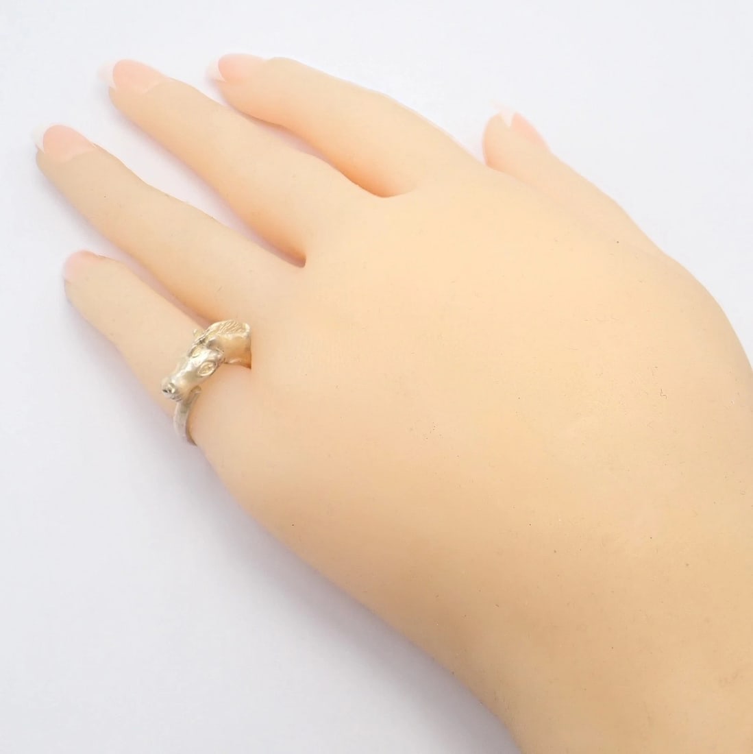 Authentic! Hermes Silver Horse Cheval Band Ring - 6