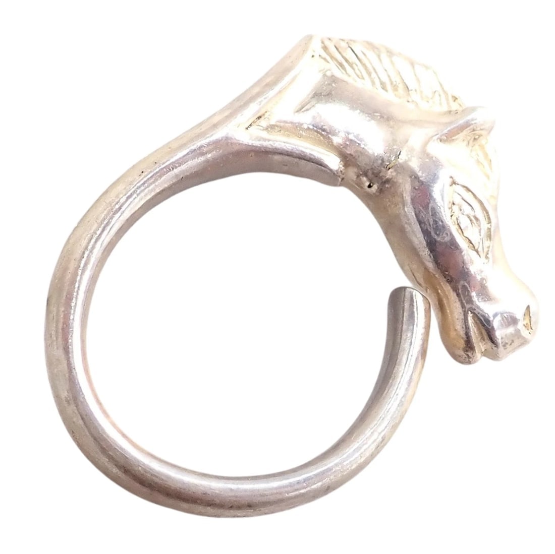 Authentic! Hermes Silver Horse Cheval Band Ring - 9