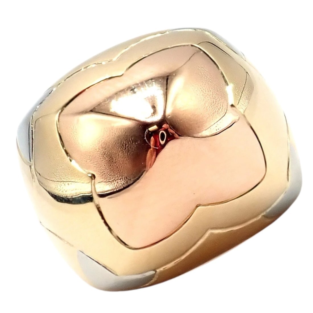 Authentic! Bvlgari Bulgari 18k Yellow White Rose Gold Tricolor Pyramid Ring sz 6 - 11