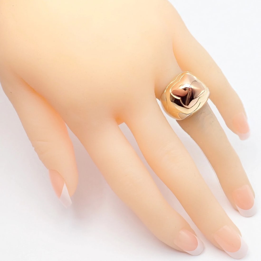 Authentic! Bvlgari Bulgari 18k Yellow White Rose Gold Tricolor Pyramid Ring sz 6 - 5