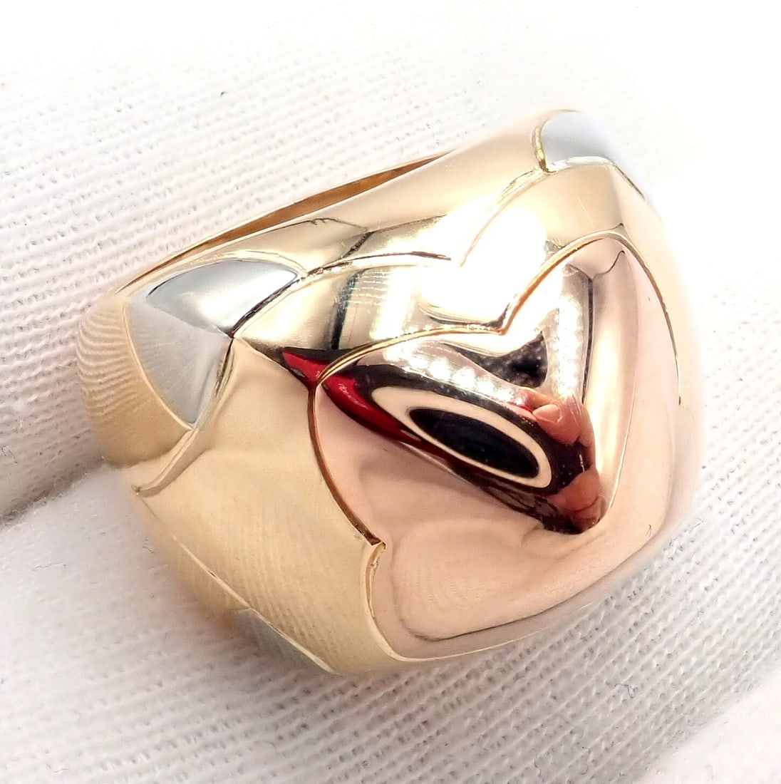 Authentic! Bvlgari Bulgari 18k Yellow White Rose Gold Tricolor Pyramid Ring sz 6 - 6