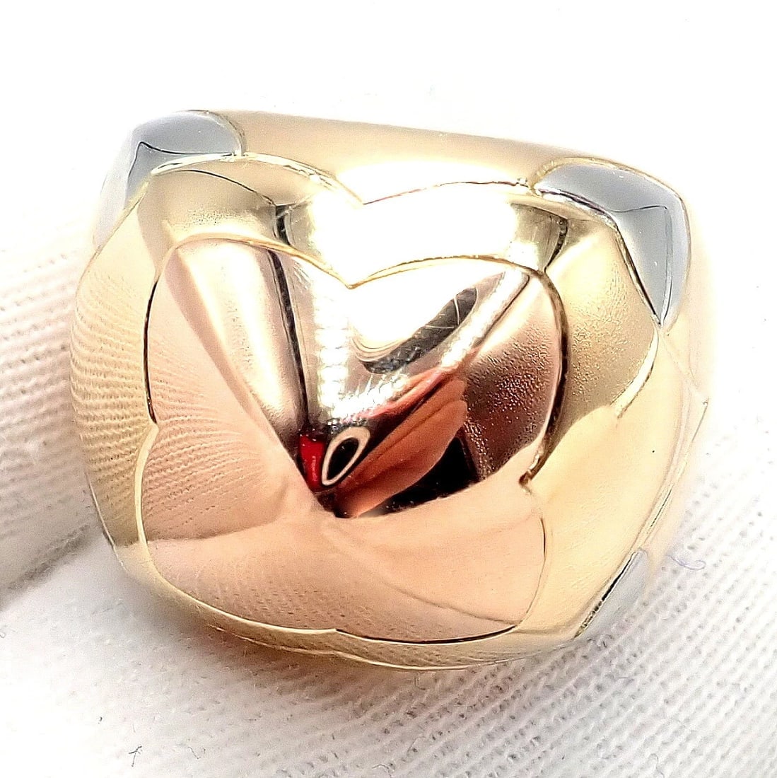 Authentic! Bvlgari Bulgari 18k Yellow White Rose Gold Tricolor Pyramid Ring sz 6 - 9