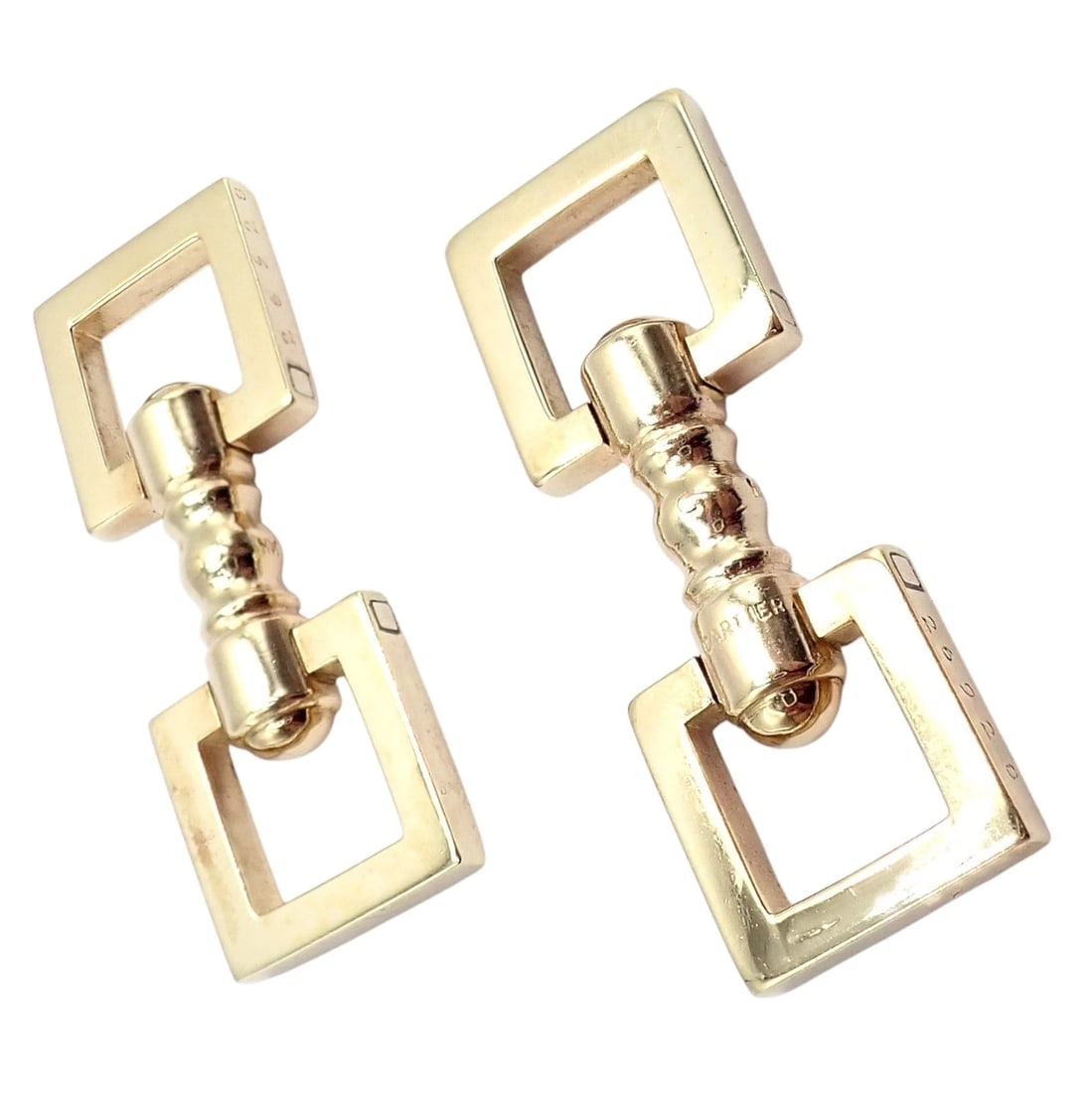 Rare! Vintage Cartier 14k Yellow Gold Square Spring Clasp Cufflinks 1960's - 10