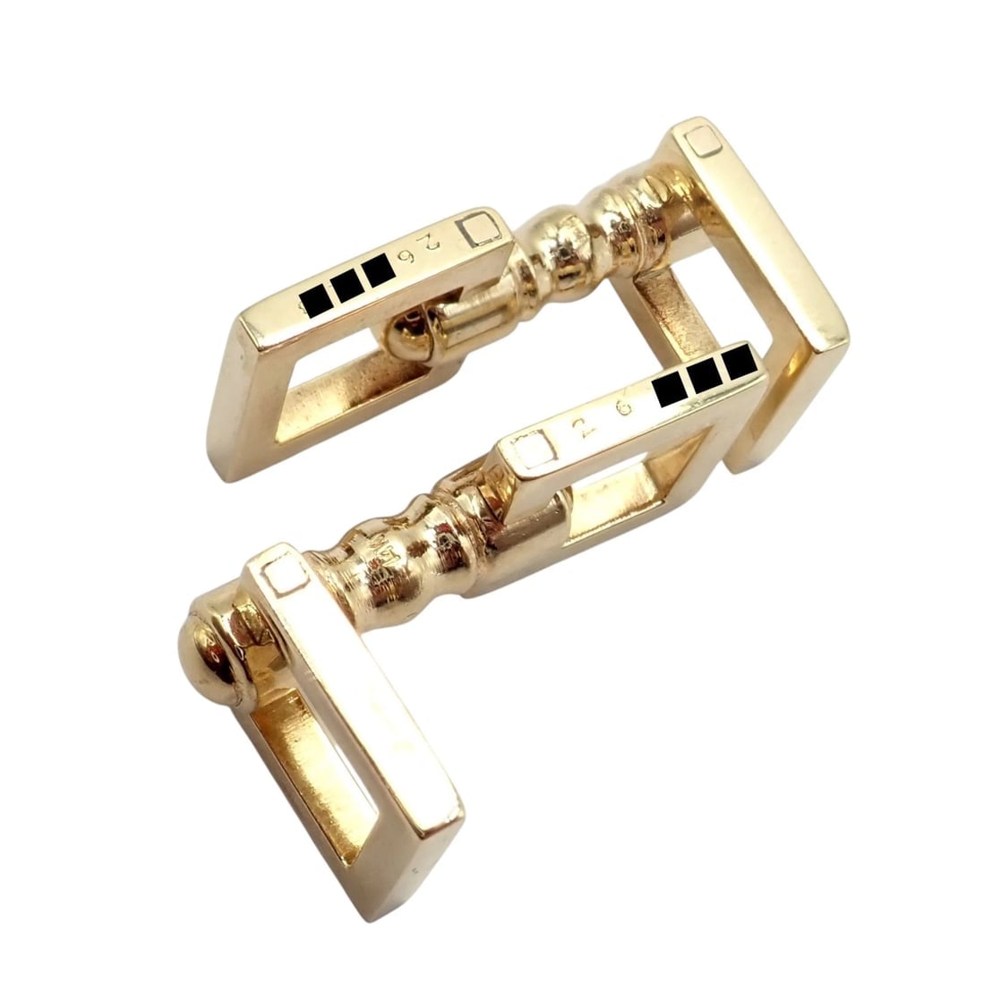 Rare! Vintage Cartier 14k Yellow Gold Square Spring Clasp Cufflinks 1960's - 9