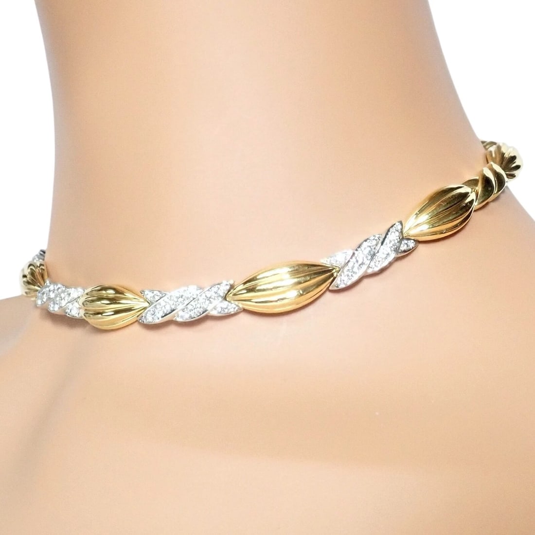 Authentic! Tiffany & Co 18k Yellow + White Gold 4ct Diamond Candy Necklace - 10